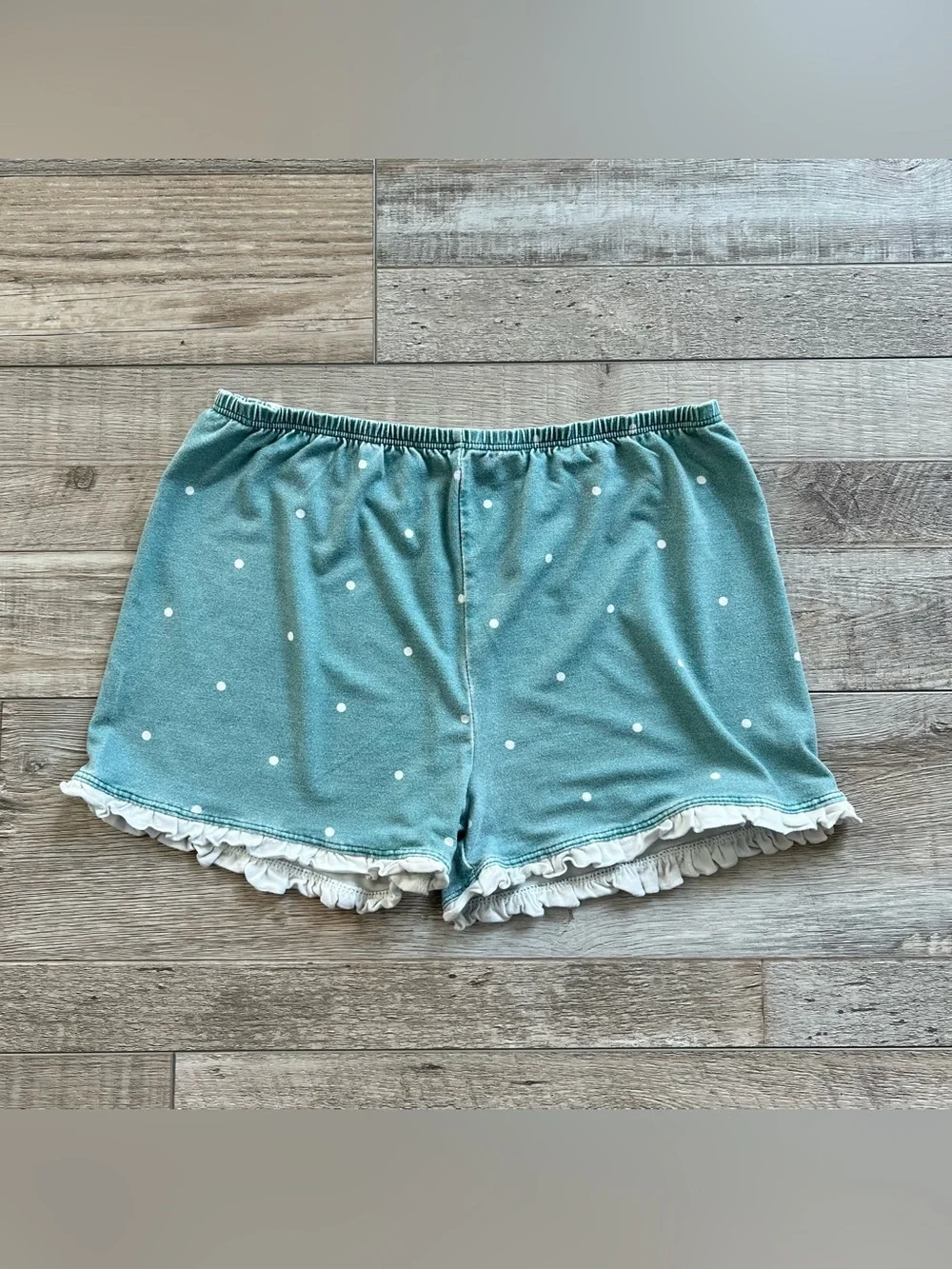 Well Dressed Wolf Teal Polka Dot Nightgown & Shorts with White Ruffle